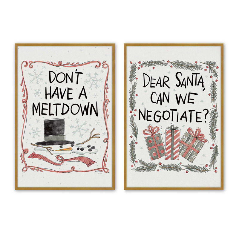 Ensemble de 2 estampes du Père Noël, Or poli, 24 po x 18 po