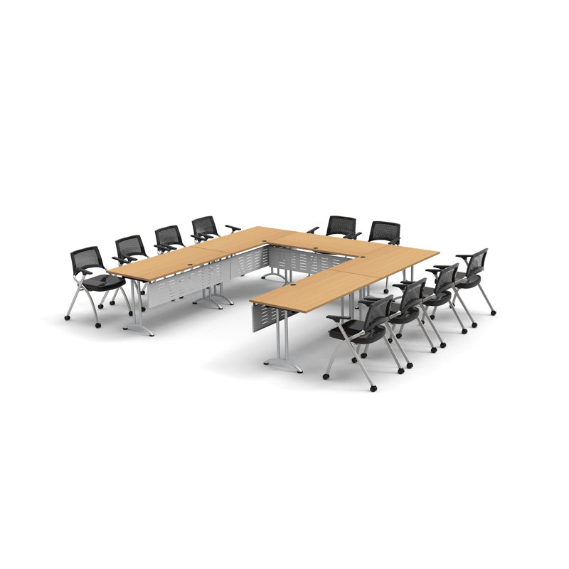 10 Person Training Meeting Seminar Tables with Modesty Panels and 10 Chairs Complete Set