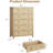 Natural Oak & Rattan 5-Drawer Cabinet – 45” Tall  Chic Organizer for Bedroom. Lounge. or Hallway