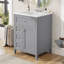 Meuble-lavabo gris 24 po avec lavabo, panneau de fibres à densité moyenne et bois d'hévéa, 3 tiroirs et armoire avec tablettes réglables-24454166
