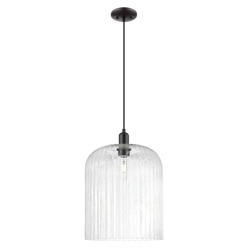 Mini luminaire suspendu suspendu 1 lumière Downtown, H 18,38 po x l 12 po x P 12 po, Clair, Noir mat