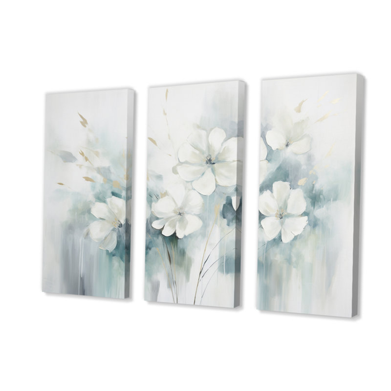 Oasis botanique bleue II 3 pièces, H 40 po x l 60 po x P 1 po