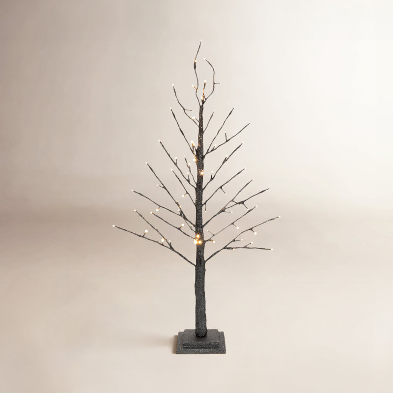 LED Glittered Twig Tree, 36" H x 17" W x 17" D, Brown
