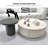 Modern Round Storage Coffee Table with Drawer - Beige Cream Acrylic Living Room Center Table for Small Spaces, Minimalist Living Room Furniture