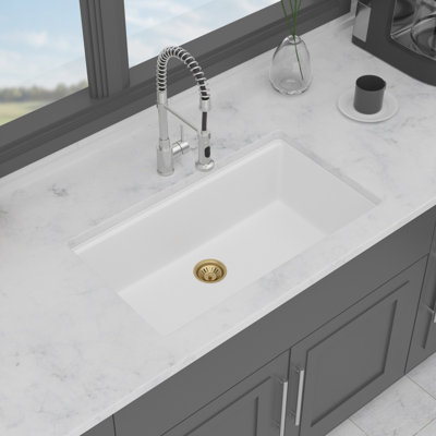 Quartz Kitchen Sink - 33" X 19" X 9.65" White Granite Composite Workstation Undermount Single Bowl Kitchen Sink