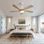 Ventilateur de plafond d'intérieur 52 pouces avec lumière à DEL à intensité variable et 5 pales en bois massif avec moteur à courant continu réversible et télécommande-624655707