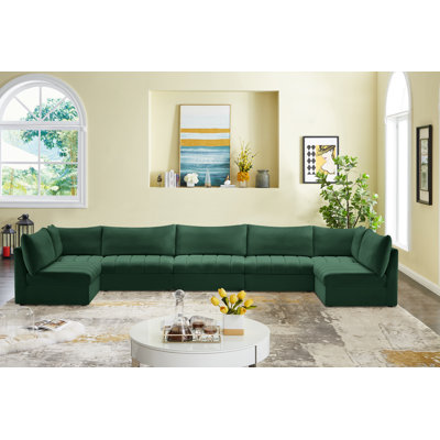 Ensoll 177" Wide Velvet Reversible Modular Corner Sectional