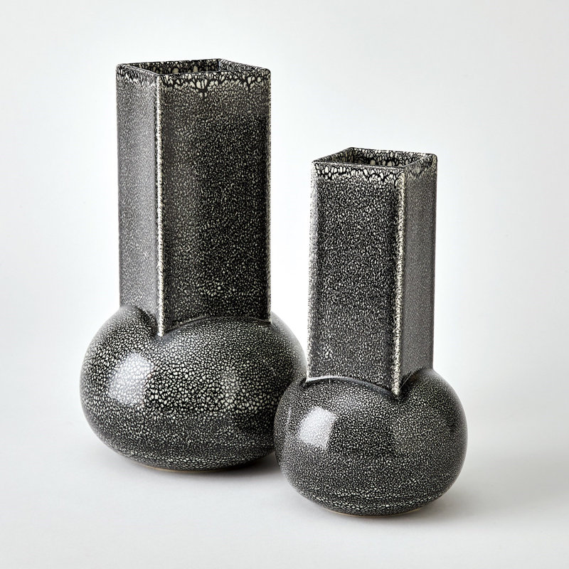 Crocus Vase-Reactive Black-Lg, Black, 16" H x 8.75" W x 8.75 D