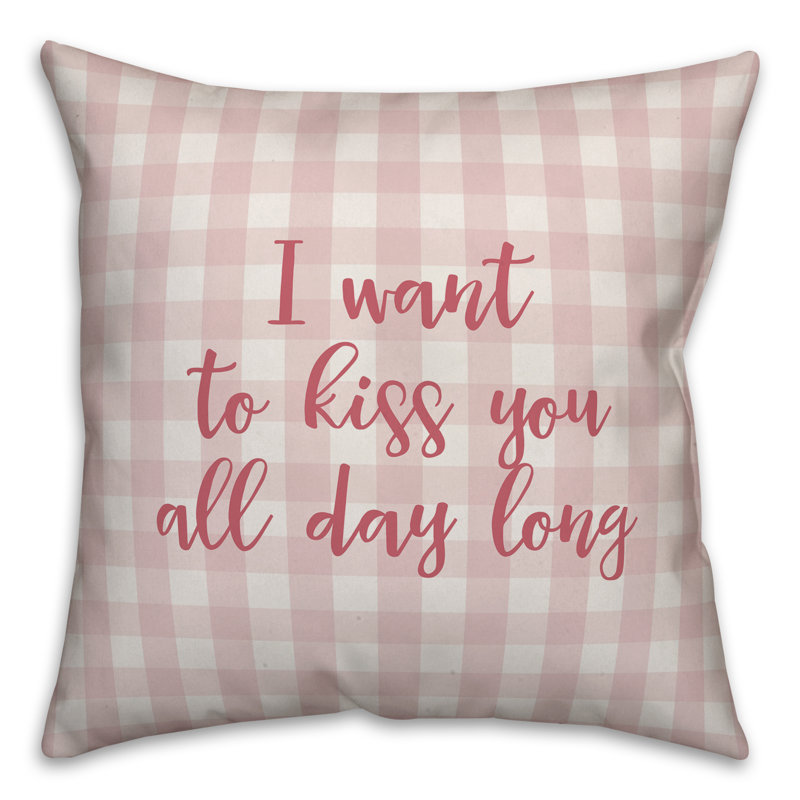  Coussin décoratif «I Want to Kiss You All Day», Rose, Coussin décoratif