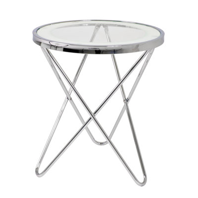 Behm Glass Top Trestle End Table
