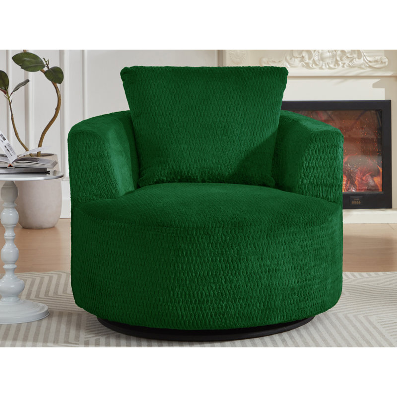 Fauteuil demi-tonneau pivotant en fausse fourrure, Vert