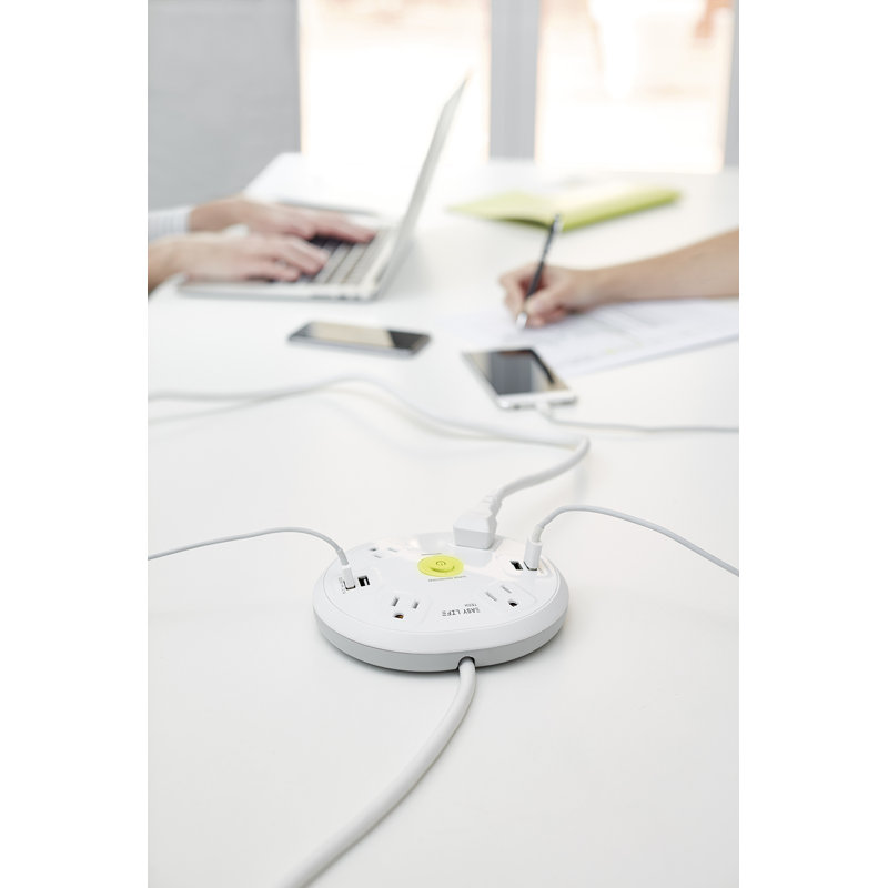 Hub Power Strips 4-Outlet 4-USB Power Strip Surge Protector, White