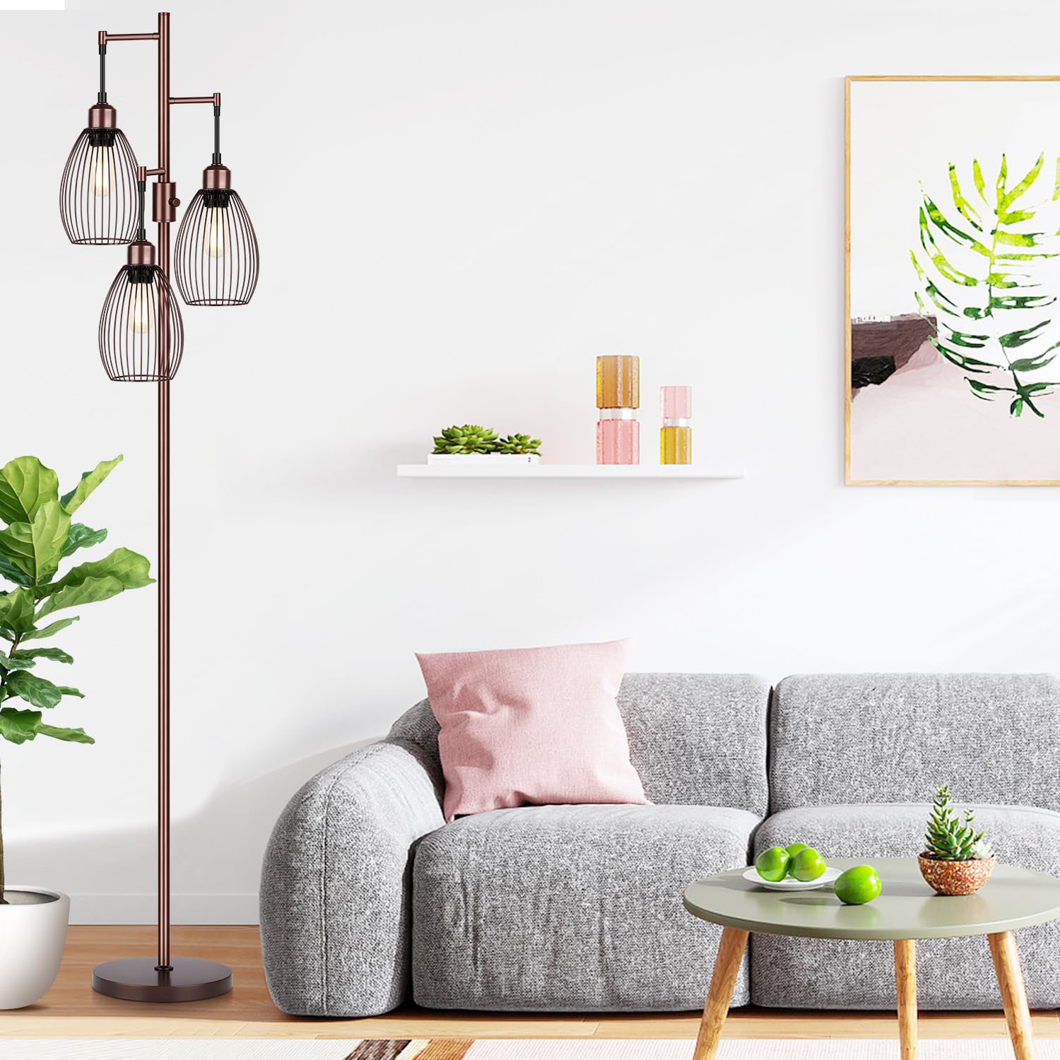 Rayofly Lampe Sur Pied Chromée Pour Salon, Lampe Sur Pied à 3 Ampoules Avec Abat-jour En Verre, Lampadaire Moderne En Cristal Argenté, Lampadaire En Cristal Pour Chambre à Coucher, Chambre D'Enfant