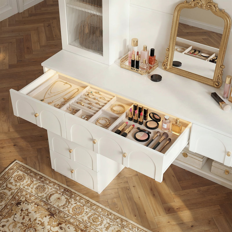 Bureau de coiffeuse polyvalent avec rangement massif