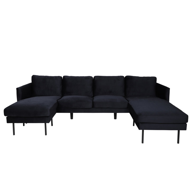 Davanee 4 Seater Large Corner Sofa , Black