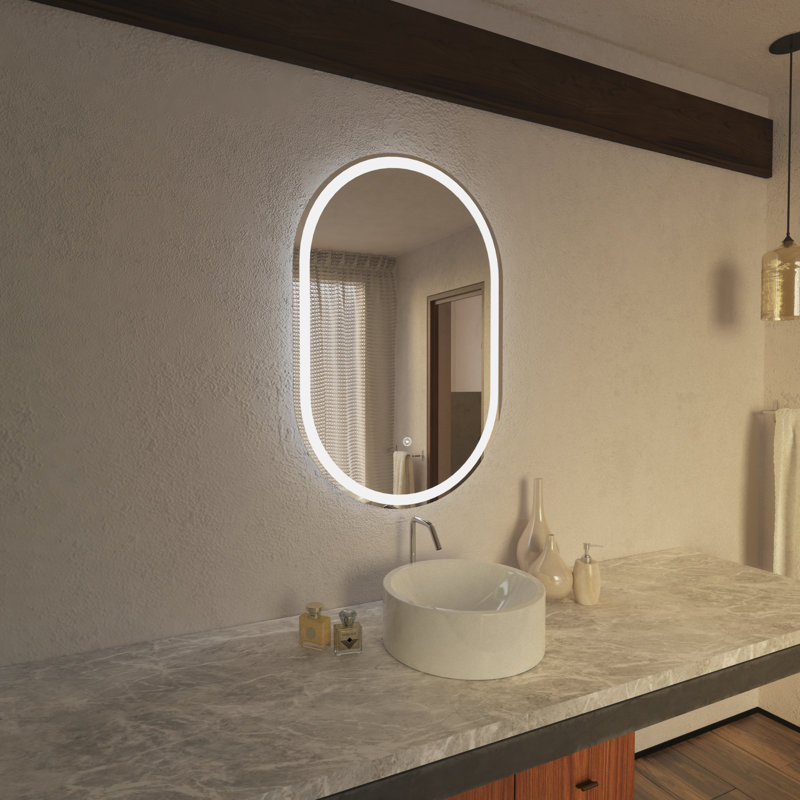 Grace 24X36 Oval Frameless LED Mirror With Memory Dimmer And Defogger, 36" x 24"