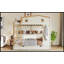 Lit superposé double sur double avec tiroirs et tablettes de rangement, fabrication en bois massif, aucun sommier nécessaire, beige et naturel