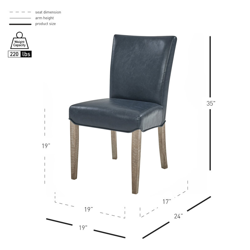 Yonkers 19'' H Upholstered Side Chair, Bonded Leather, Vintage Blue