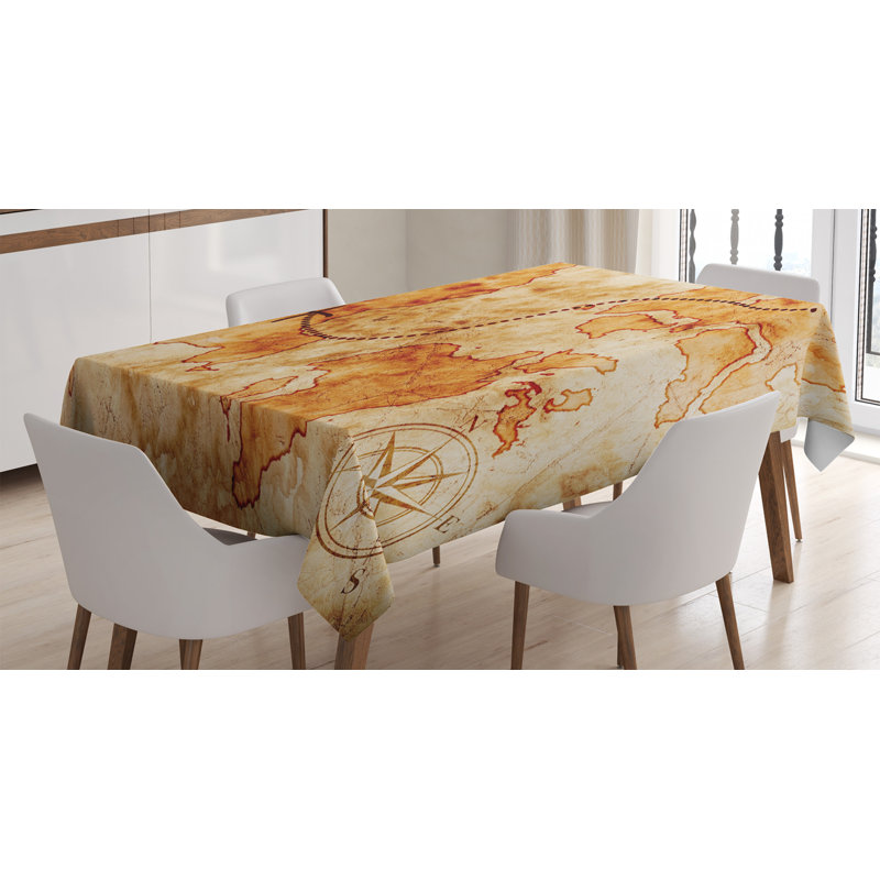 Island Map Tablecloth, 90" L x 60" W