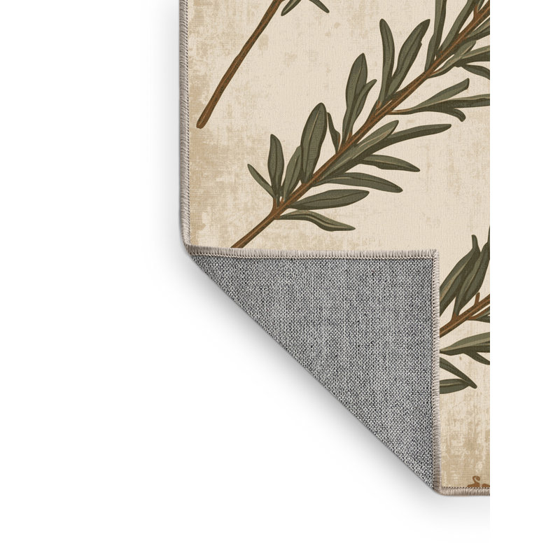 Machine Washable Ottwell Rosemary Country Rustic Vintage Look Rug in Beige – Beige Binding, 6' Round