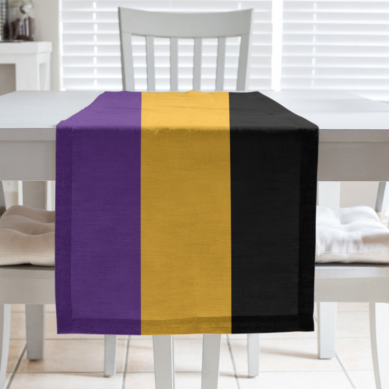 Los Angeles LA Basketball Table Runner, 90" L x 16" W, Purple/Gold/Black, Cotton Twill