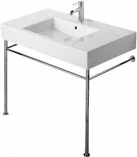 Lavabo de salle de bain console en céramique avec trop-plein 42 po Vero, Aucun trou