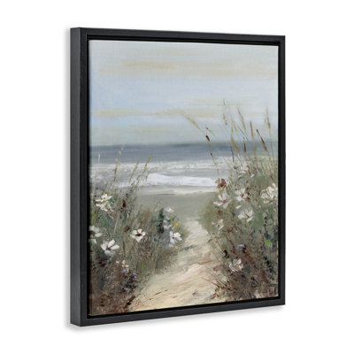 Wildflower Coastline Path Floating Frame, design by Sally Swatland