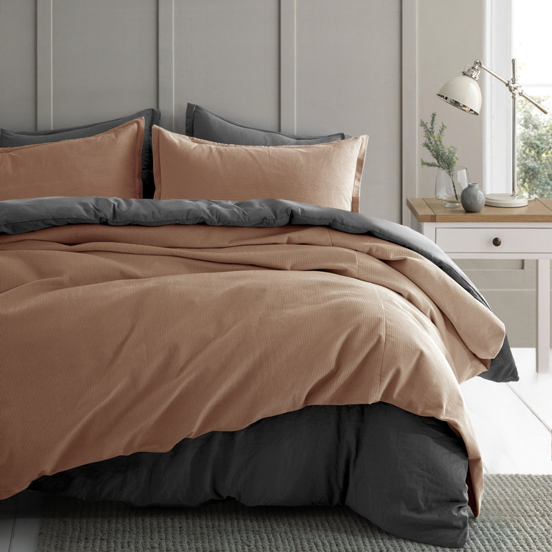 Neil Cotton Sateen Duvet Cover, Supper King Duvet Cover + 2 King Pillowcases, Beige