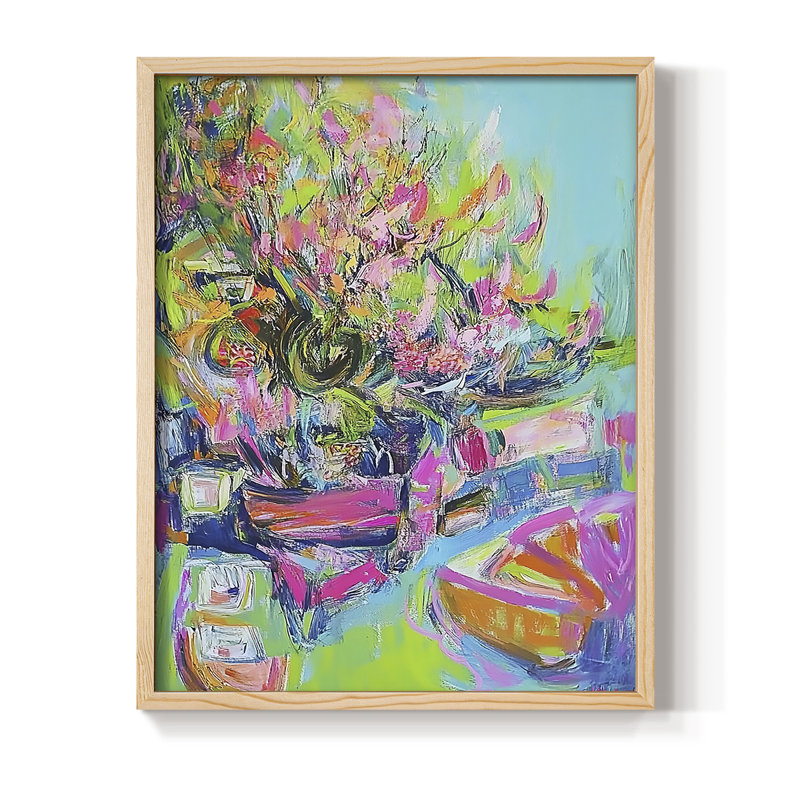 Reproduction encadrée FLORAL Series Dxci II - bois massif, H 15 po x l 12 po