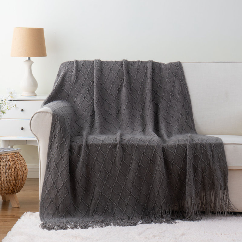 Jeté pour canapé, jeté uni pour la décoration intérieure, jeté en tricot pour lit, 50 po x 60 po, Gris