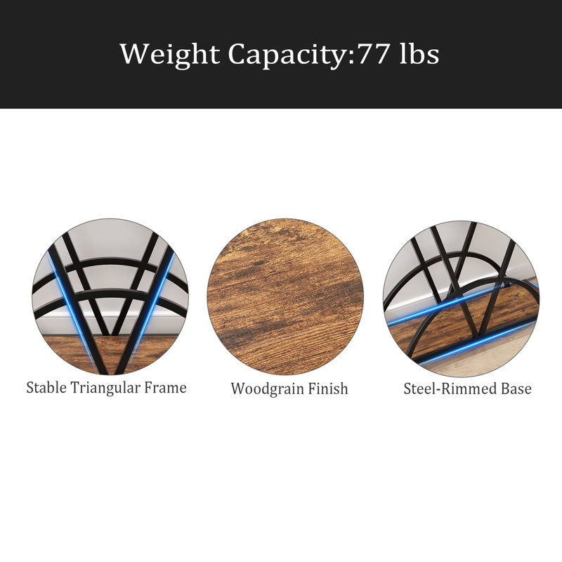43" Console Table For Entryway, Industrial Entryway Table With Storage Shelf, Narrow Wood Sofa Table With Unique Metal Frame For Living Room, Hallway, Foyer