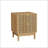 Mid-Modern Style Oak Bedside Table With Grille Design And Two Drawers, Perfect For Bedrooms And Living Spaces