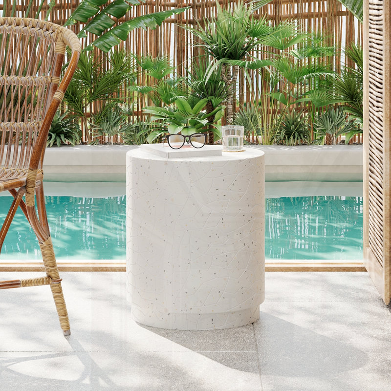 Table de bout d'extérieur extérieur en béton Terrazzo