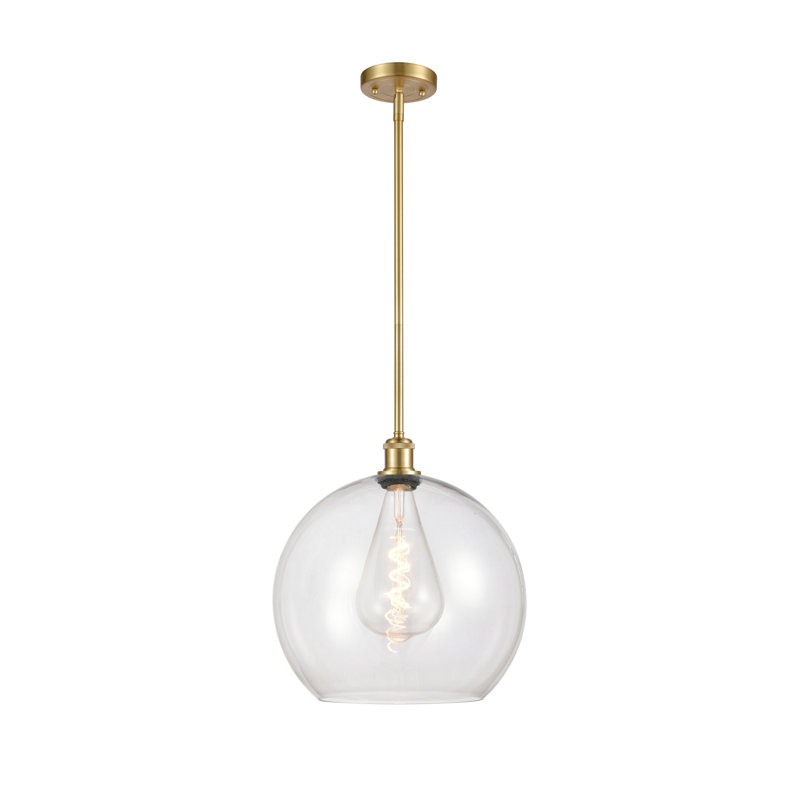 Luminaire suspendu sphère 1 lumière Cindi, H 16,38 po x l 13,75 po x P 13,75 po, Transparent, Or satiné