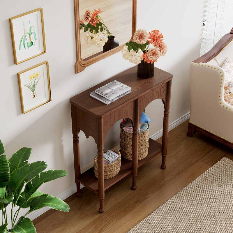 Brown Solid Wood Console Table