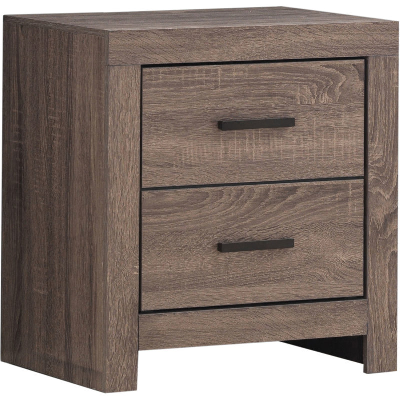 2 - Drawer Oak Bedroom Nightstand, 32.38 Lb, Spacious Drawers And Rustic Style Nightstand With Two In Oak, 16.03 Inches Deep, Modern Rectangular Design For