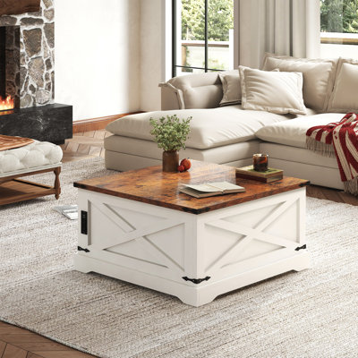 Daphie Coffee Table with Storage, Central Table for Living Room, Wood Coffee Table with Large Hidden Storage