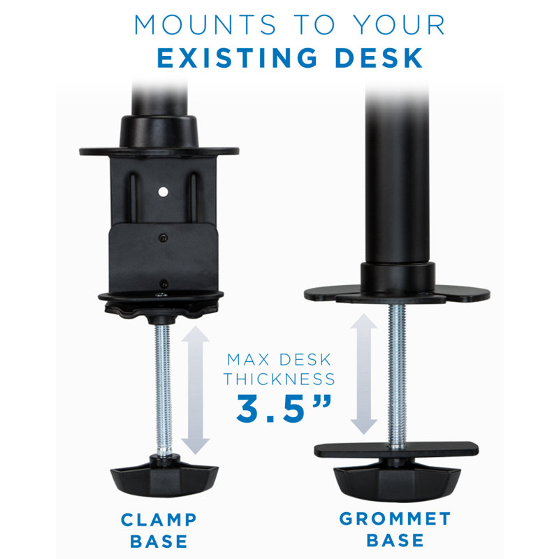 Black Heavy-Duty Adjustable Desk Mount for Monitors and TVs up to 42"