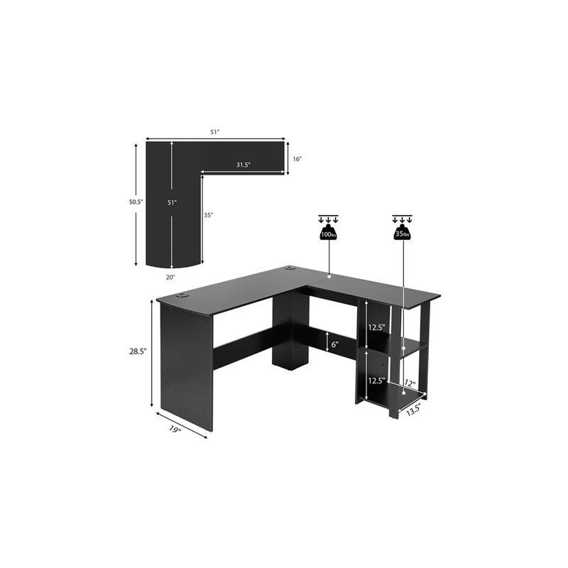 Collene L-Shaped Writing Desk