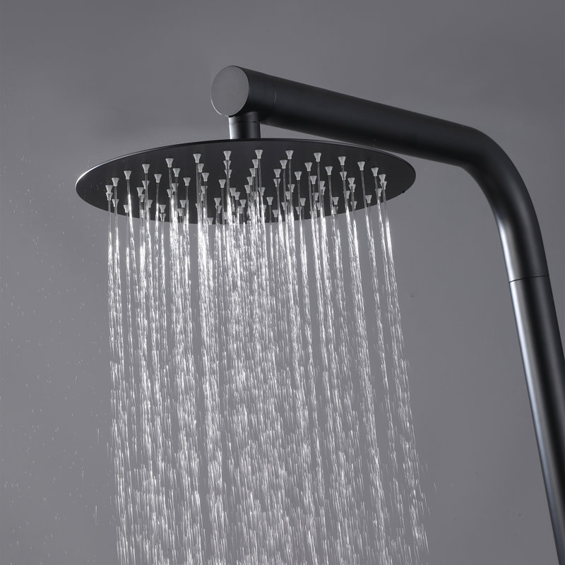 Système de douche autoportant extérieur en acier inoxydable 316 à température contrôlée 86,93 "avec douche à main, Noir mat
