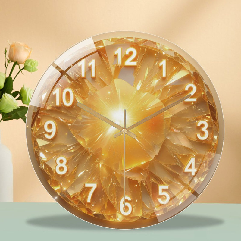 Horloge murale en verre 12 po Golden