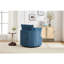 Fauteuil pivotant rond à 360° bleu, structure robuste en bois massif et métal, idéal pour un coin lecture ou un bureau, profondeur 34,13 cm, largeur 32,24 cm, hauteur 34,68 cm, pivot, base à cadre, convient pour une chambre d'enfant.