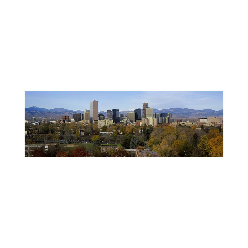 Skyscrapers In A City With Mountains In The Background, Denver, Colorado, USA - Wrapped Canvas Panoramic Print