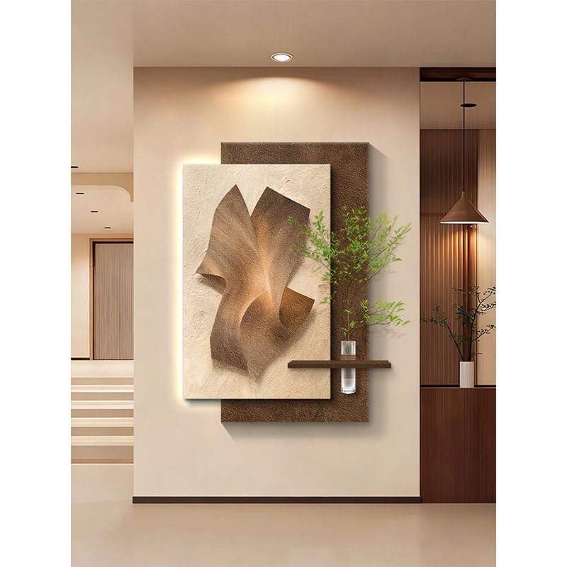Peinture et lampe de plante hydroponique simple et abstraite, H 51,18 po x l 33,86 po x P 1,57 po