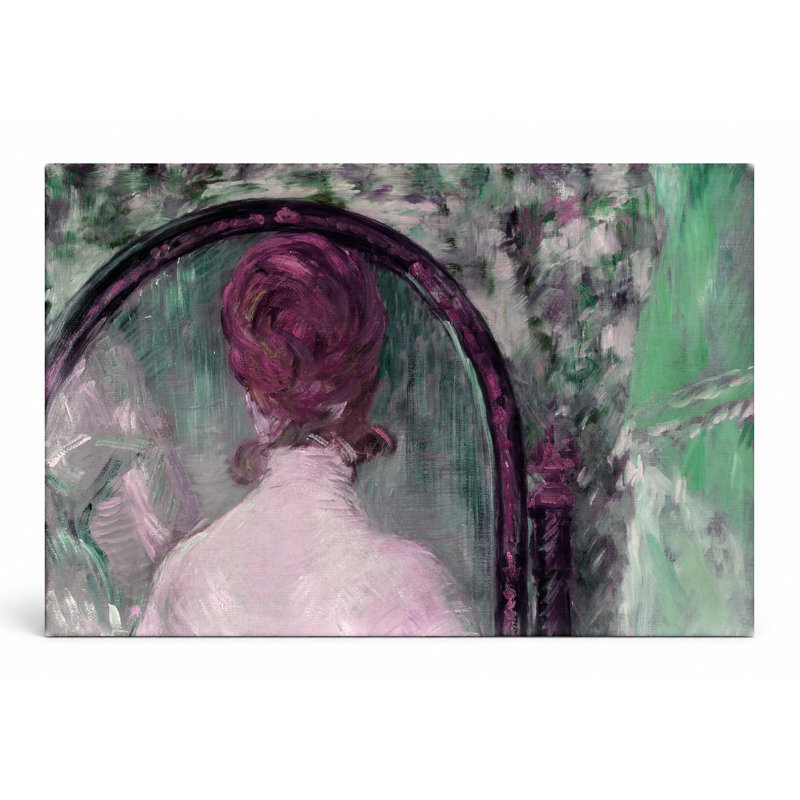 Femme devant un miroir - art mural sur toile paysage, 20" W x 16" H