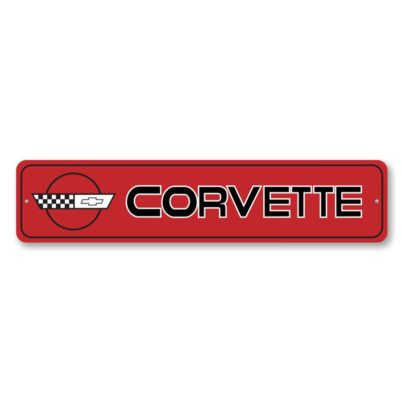 Enseigne en aluminium Corvette, H 4 po x l 18 po x P 0,04 po