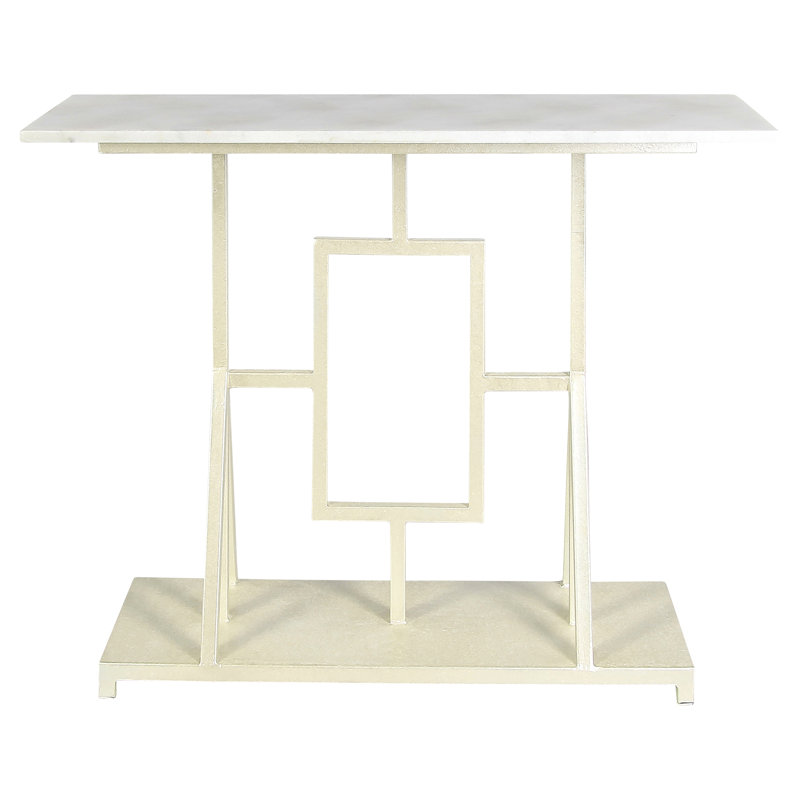 Console Plaza, Blanc huître, Marbre de Carrare, H 35 po x l 45 po x P 15 po