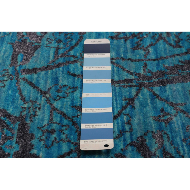 Tapis bleu héritage noué à la main de conception unique 6 pi 2 po x 9 pi 1 po