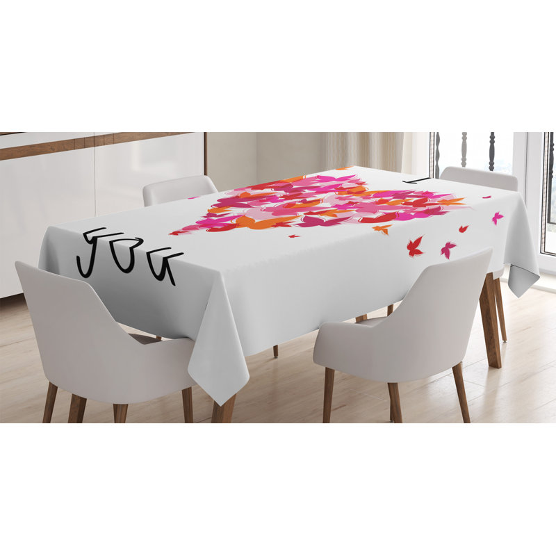 Love Tablecloth, Heart Filled With Butterflies Soul Mate Real True Deep My Dear Illustration, Rectangular Table Cover For Dining Room Kitchen Decor, 52" X 70", Multicolor