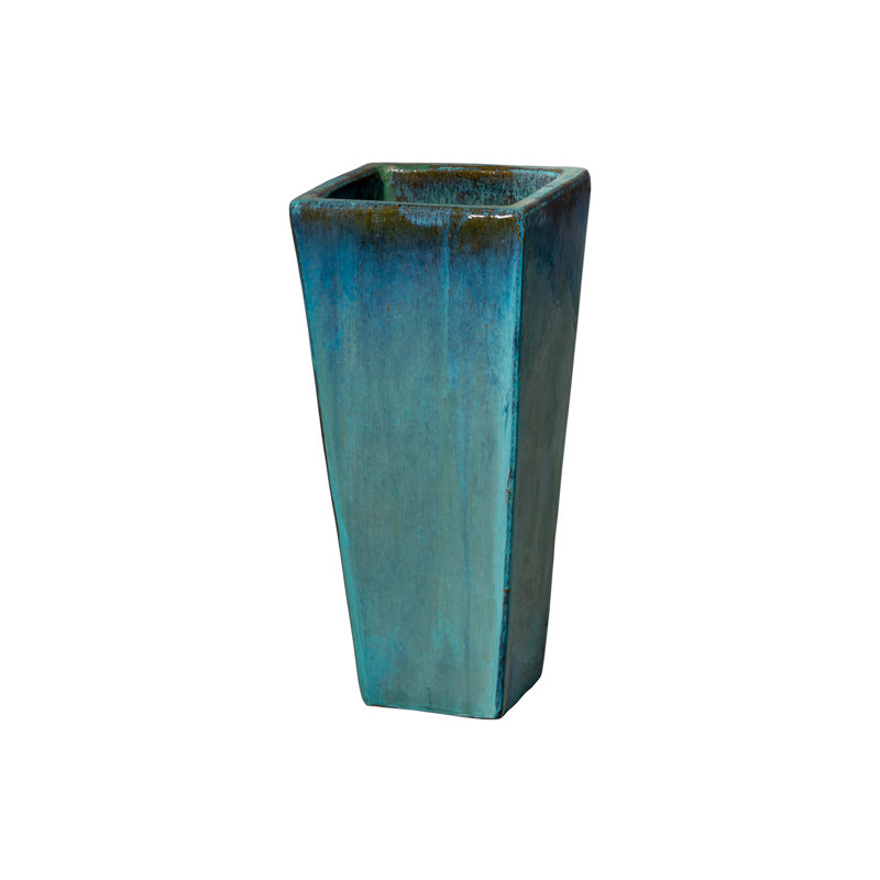 Pot de fleurs en céramique Loden, Bleu sarcelle, H 24 po x l 10 po x p 10 po